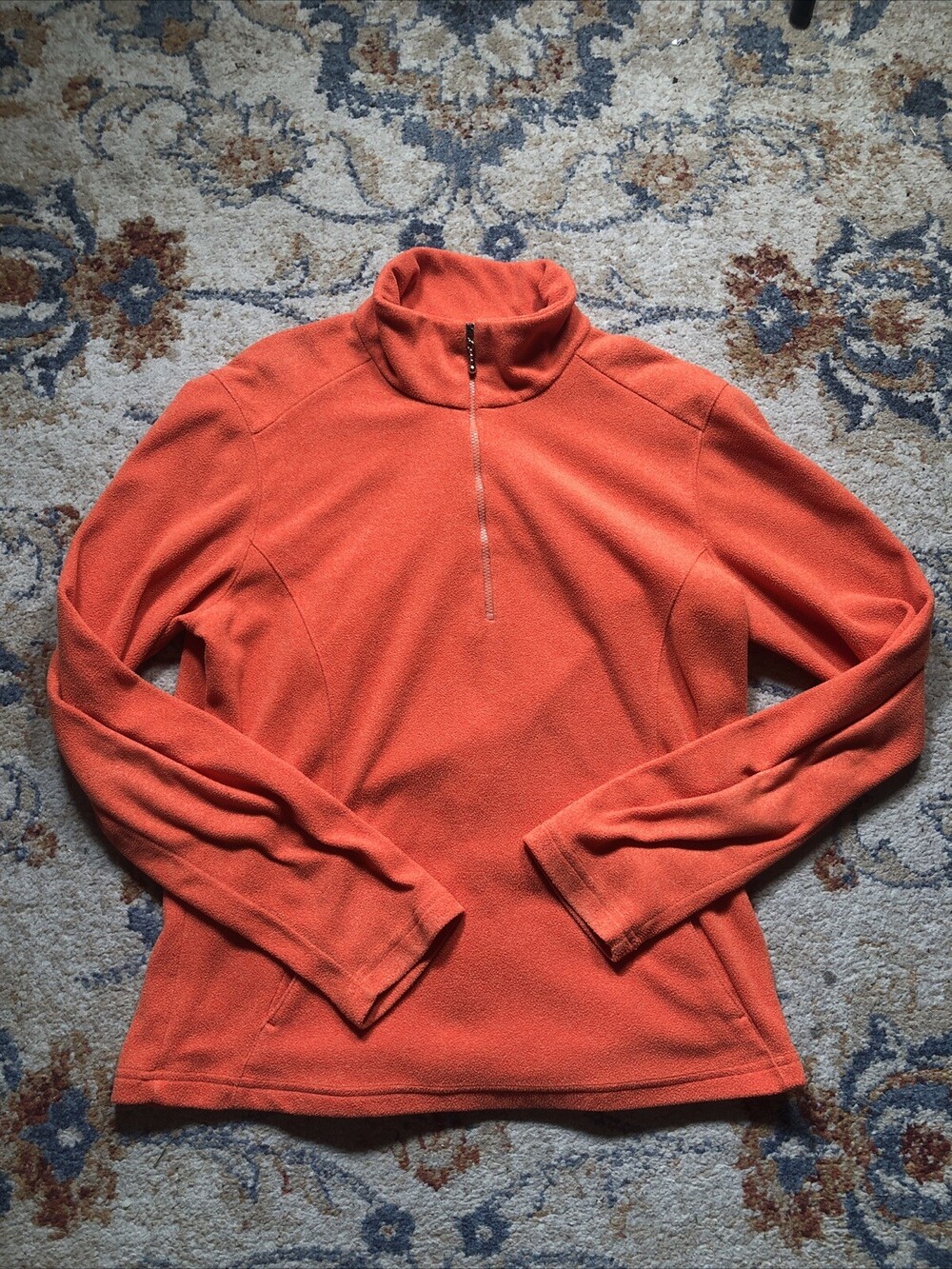 Prana Breathe Long Sleeve Pullover Shirt Women’s Large Orange Vintage 1/4 Zip